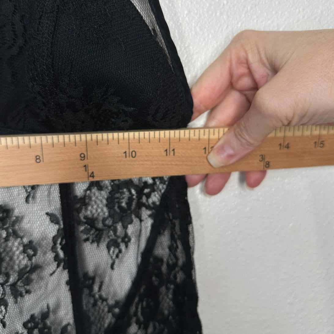 Victoria’s Secret Very Sexy Black Sheer Lace Nightie Open Back Slip Lingerie