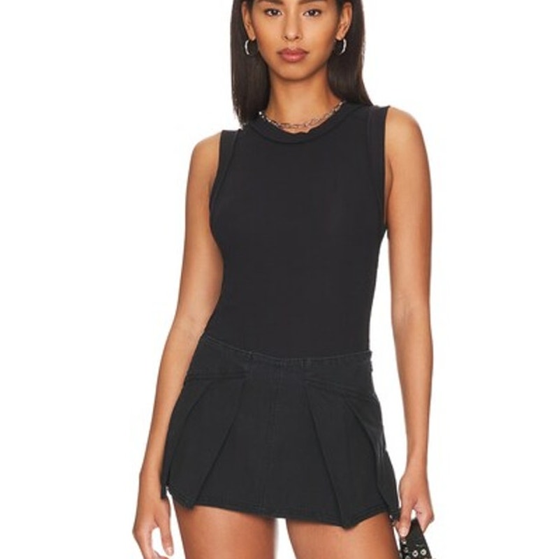 We The Free Black Round Neck Sleeveless Kate Shirt Ribbed Tank Top S