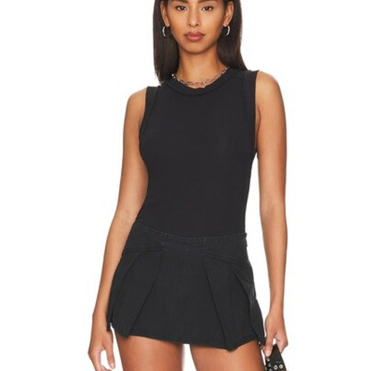 We The Free Black Round Neck Sleeveless Kate Shirt Ribbed Tank Top S