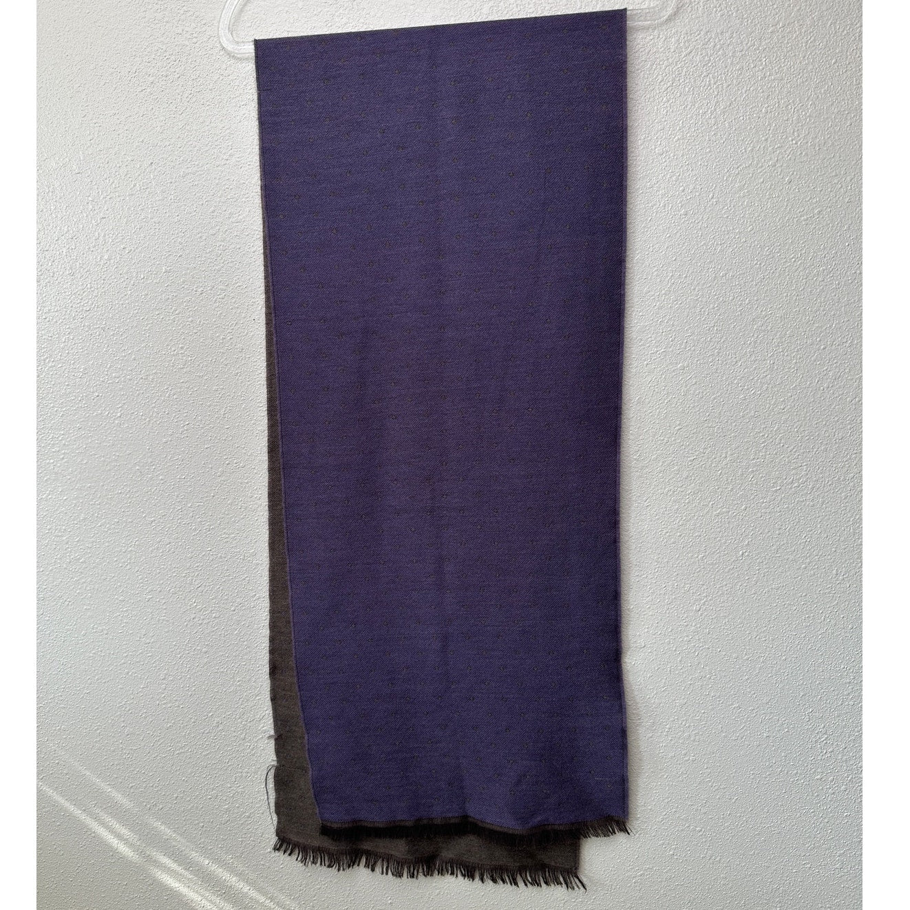 Italian Scarf Purple Brown Polka Dot Wool Silk ~70”