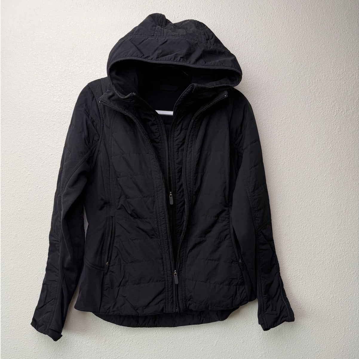 Lululemon Black Hooded Double Zip Insulated Jacket Women's Size 10