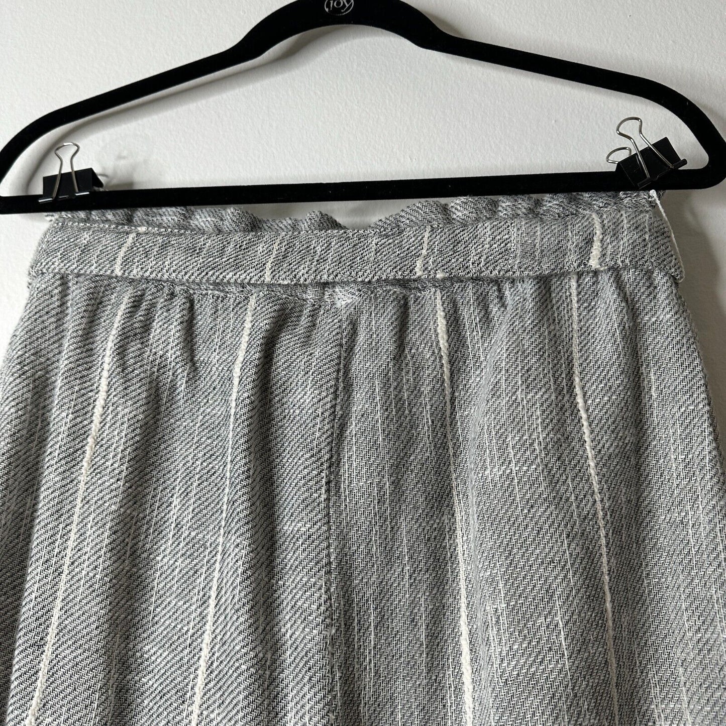 Free People Casual Cream & Black Tweed Stripe Crop Trouser Pants Tie Belt 2