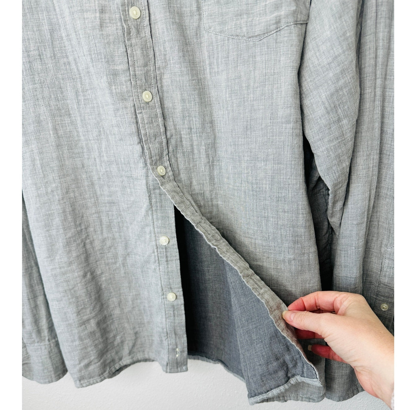 Goodfellow Light Gray Linen Long Sleeve Button Collared Shirt 2XL