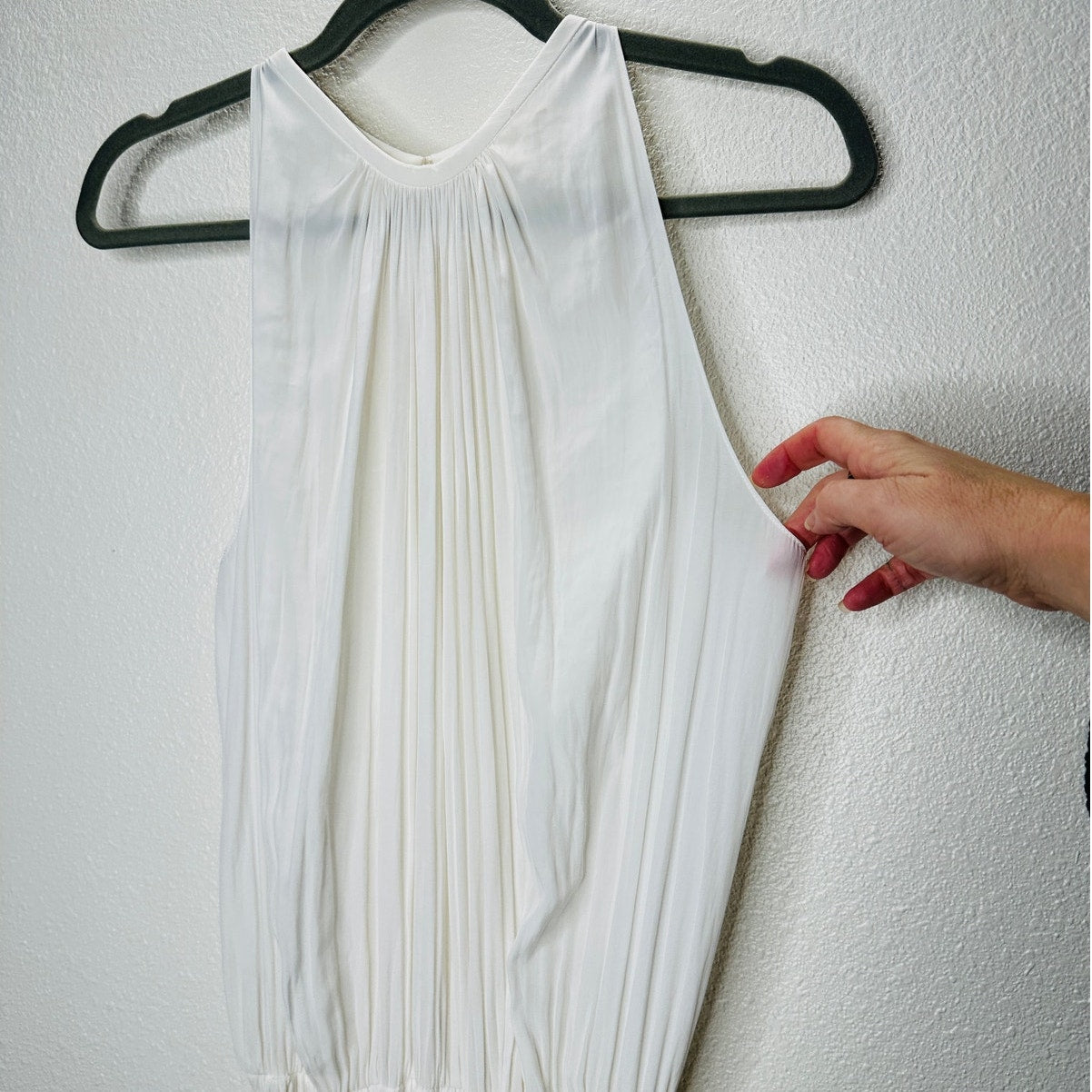 Ramy Brook White Paris Sleeveless High Neck Ruched Smocked Waist Mini Dress S