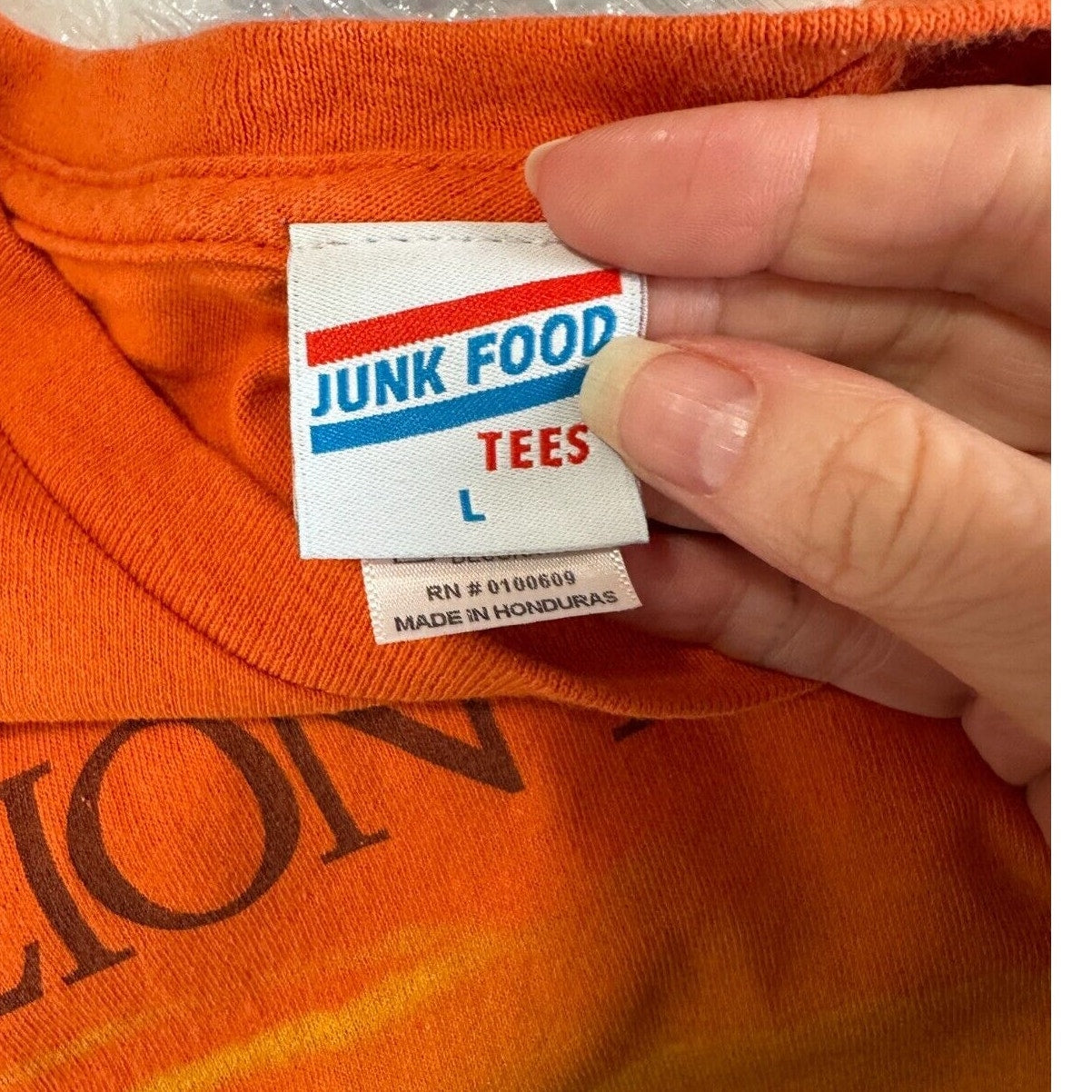 Junkfood Tees Orange Short Sleeve Round Neck Lion King Graphic Raw Hem Crop Tee