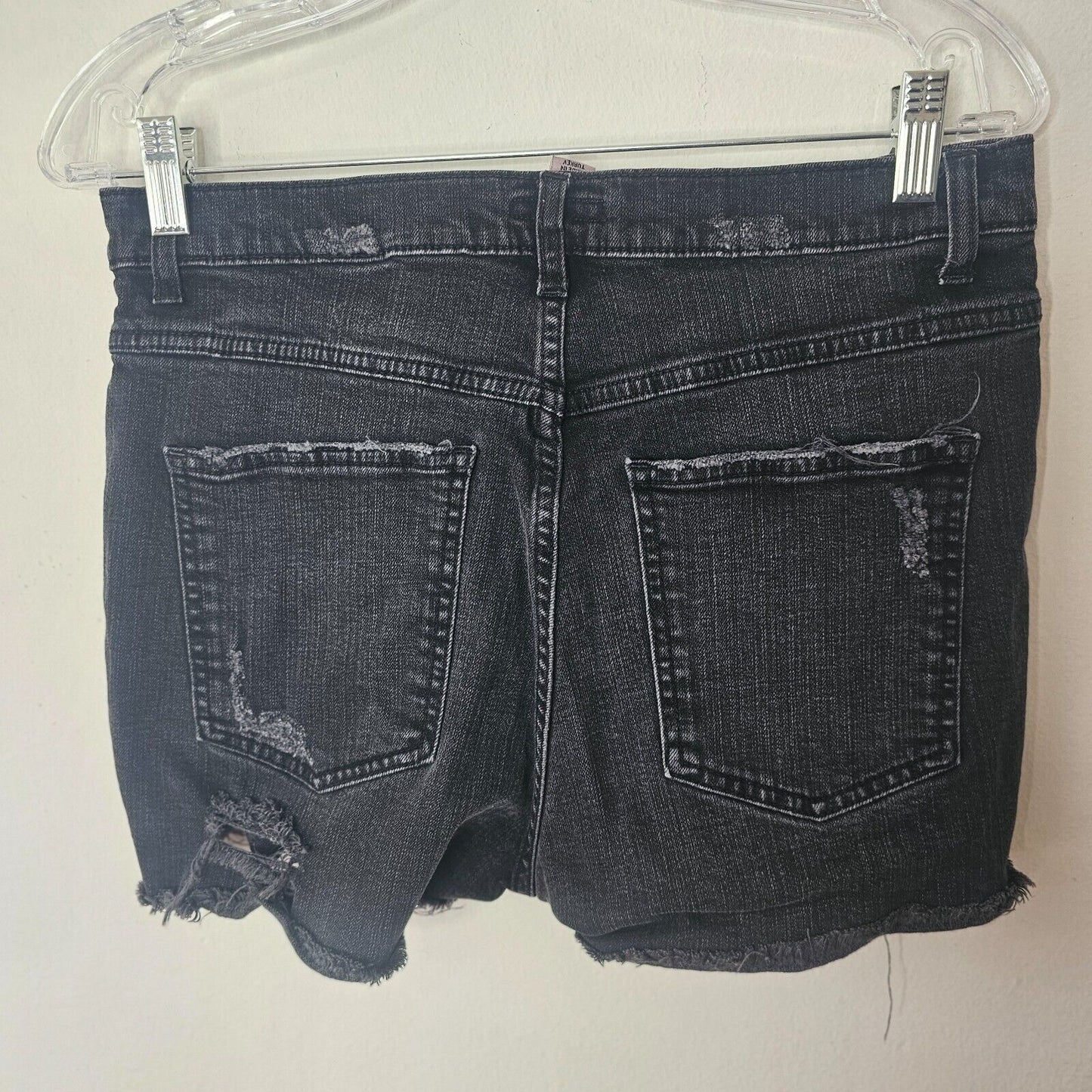 H&M Dark Gray Distressed Cut Off Raw Hem High Waist Denim Jeans Shorts 10