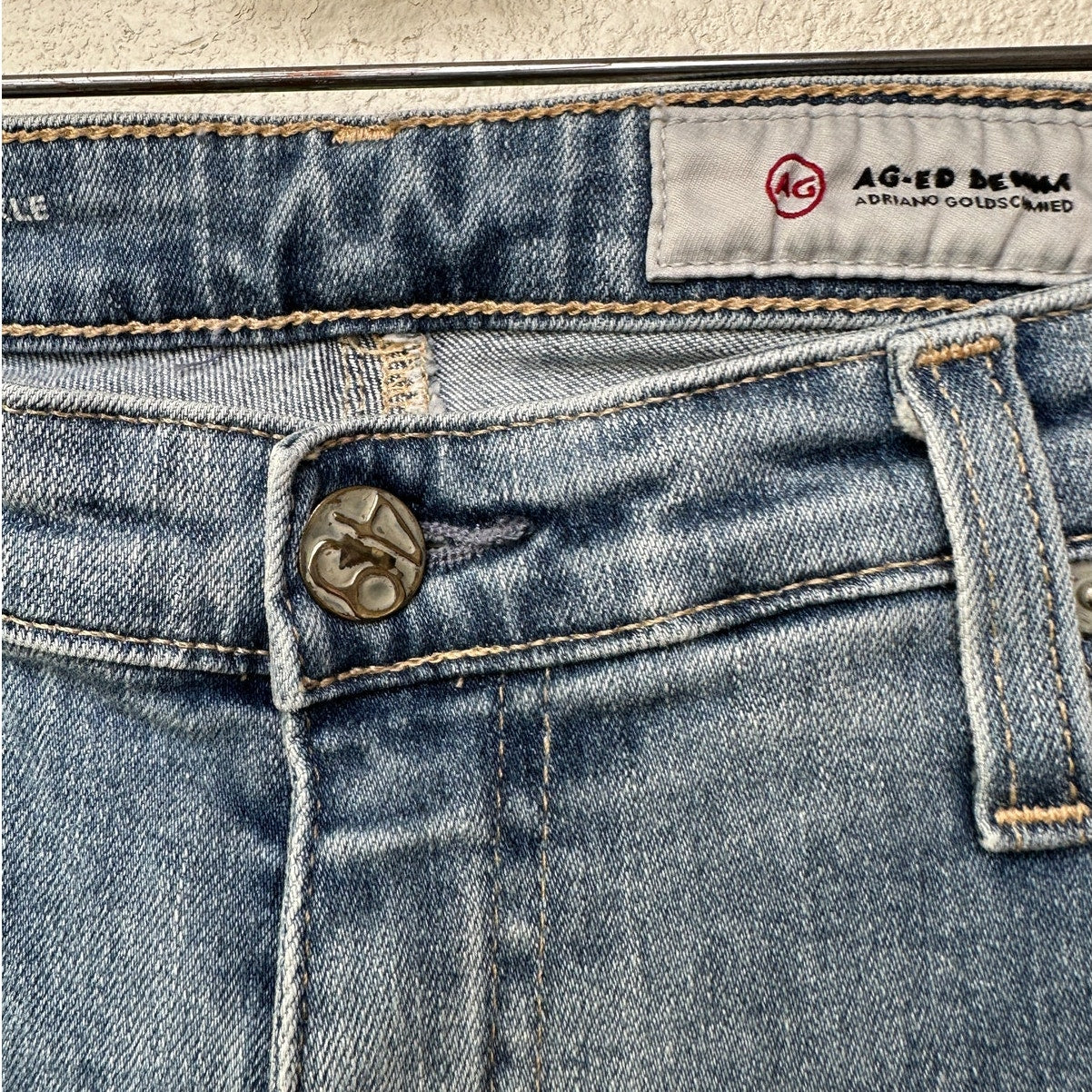 AG Prima Ankle Cigarette Jeans Muted Medium Wash Raw Hem Women’s 32R
