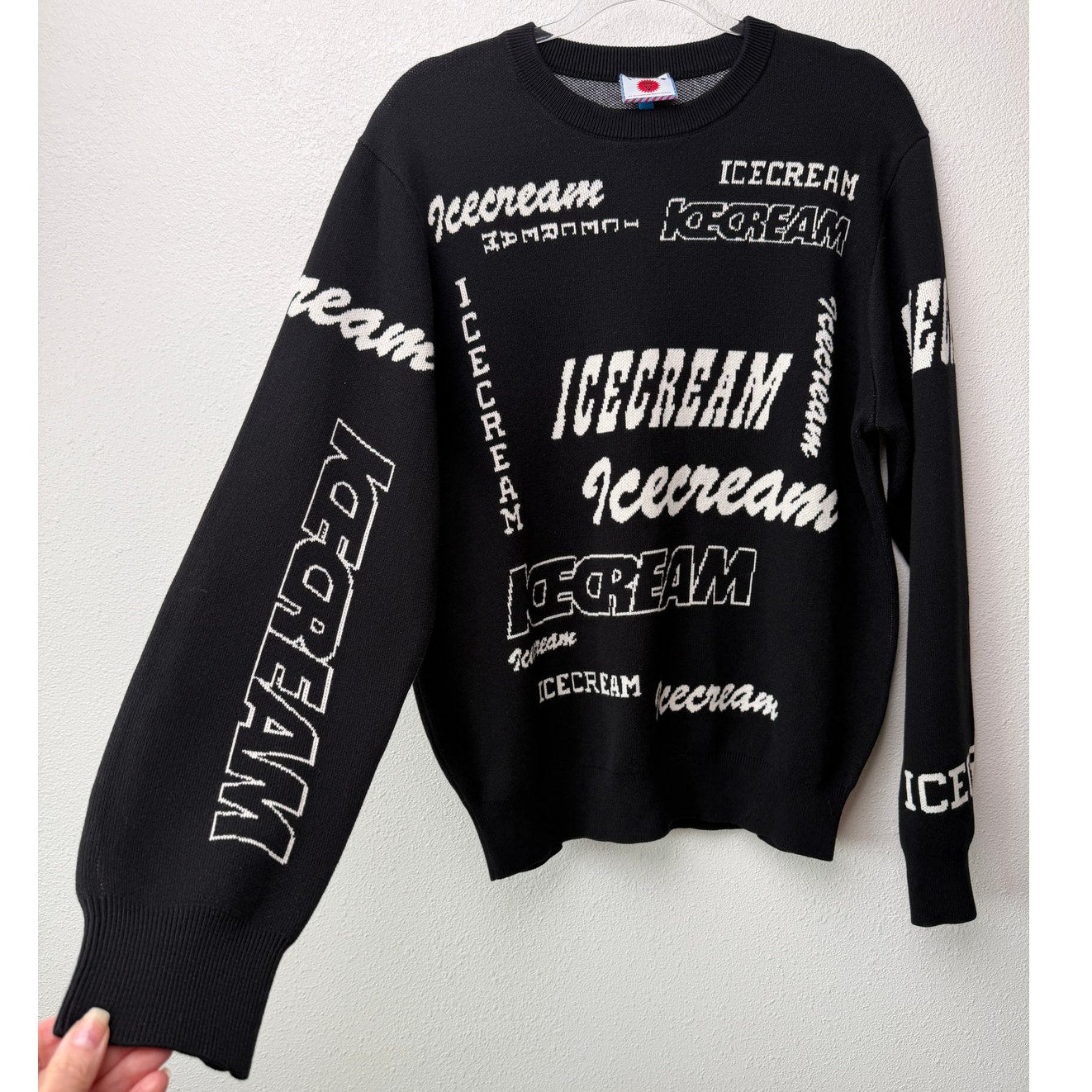 NWT Ice Cream BBC Multi Logo Knit Crewneck Sweater Black Ivory Size M