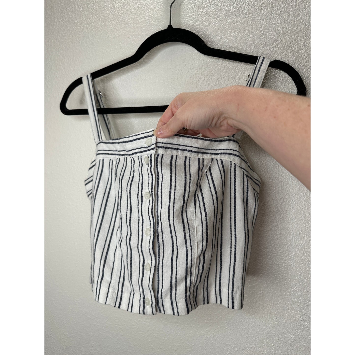 Brandy Melville Astrid White & Black Stripe Button Down Crop Top