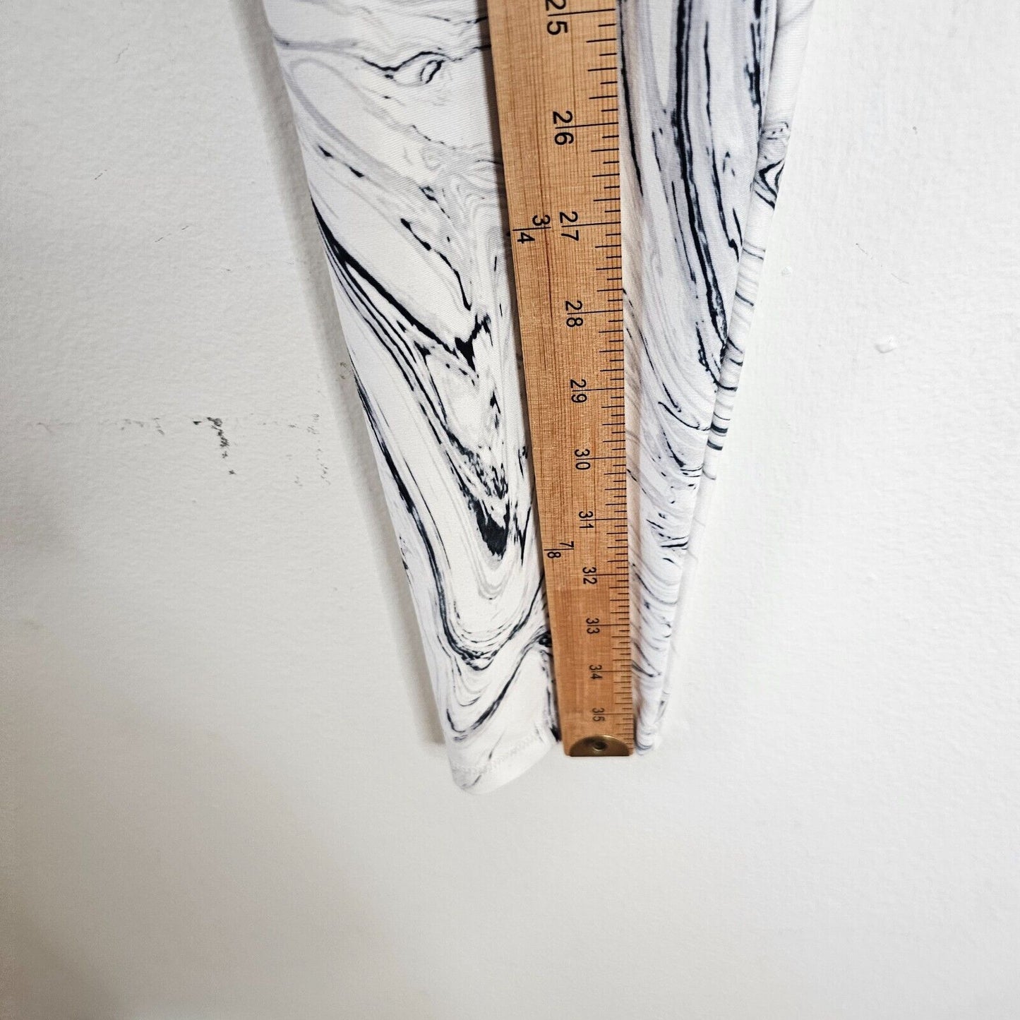 Balance Collection White Blue Marble Tie Dye High Rise Yoga Pant Leggings Small