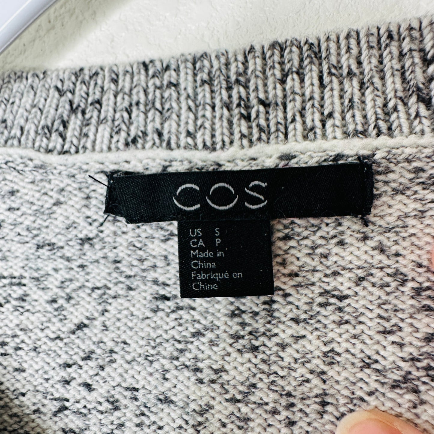 COS Black & White Marled Round Neck Long Sleeve Sweater 100% Cotton S