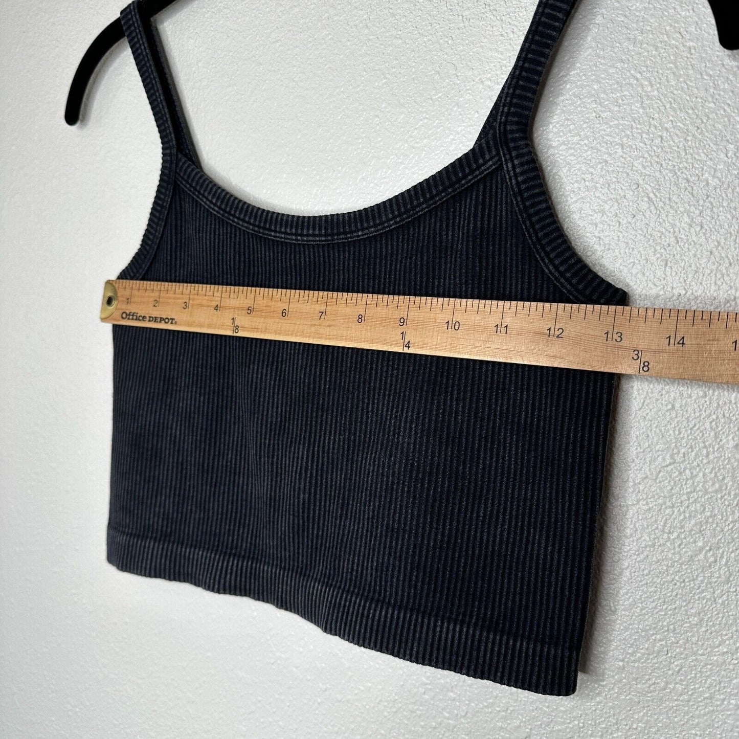 Forever 21 Faded Black Ribbed Square Neck Spaghetti Strap Crop Tank Top S / M