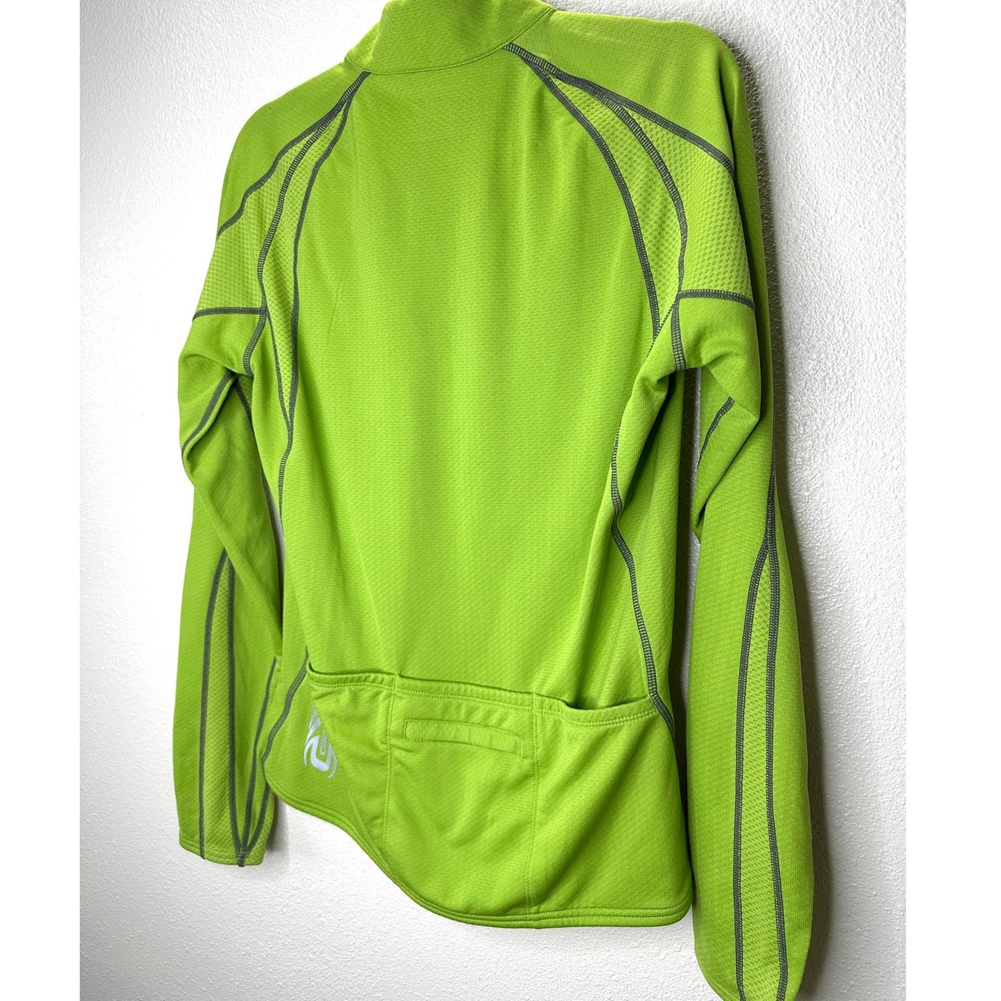 Cannondale Lime Green Front Zip Long Sleeve Workout Top L