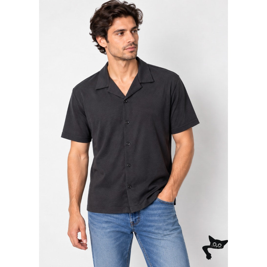 NWOT Coofandy Black Bowling Shirt Short Sleeve Size L