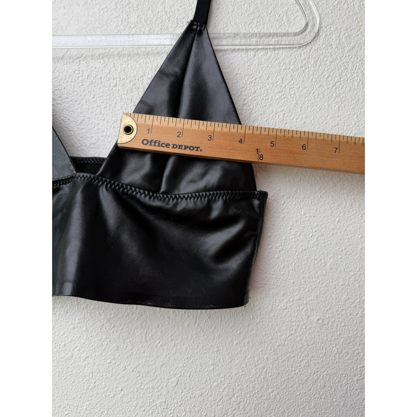 Black Faux Leather Triangle Bralette Women S