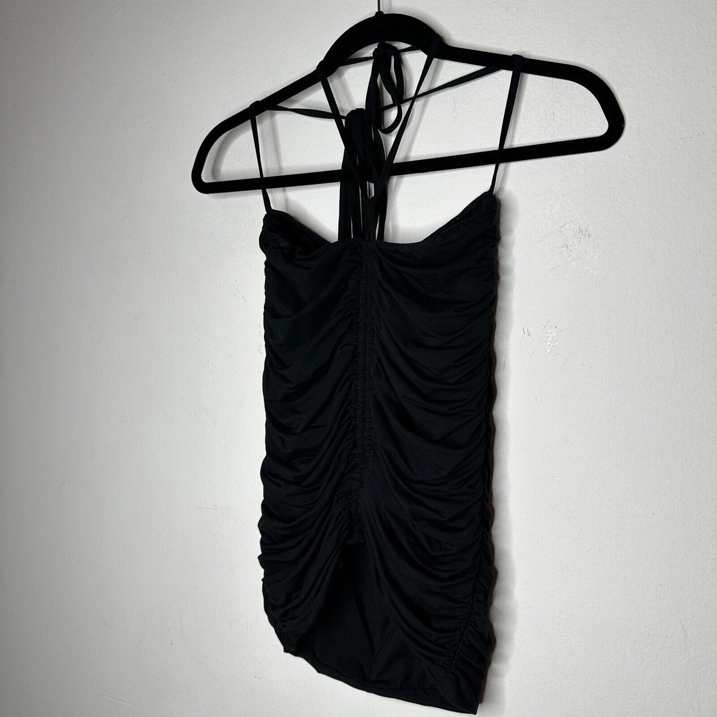 I.AM.GIA Black Ruched Mid-Rise Fitted Wrap Self Tie Waist Wrap Skirt XS
