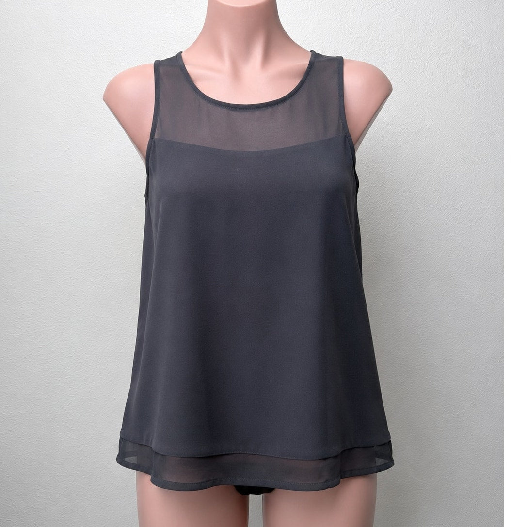 Jack Black Sheer Mixed Media Sleeveless Round Neck Tank Top S