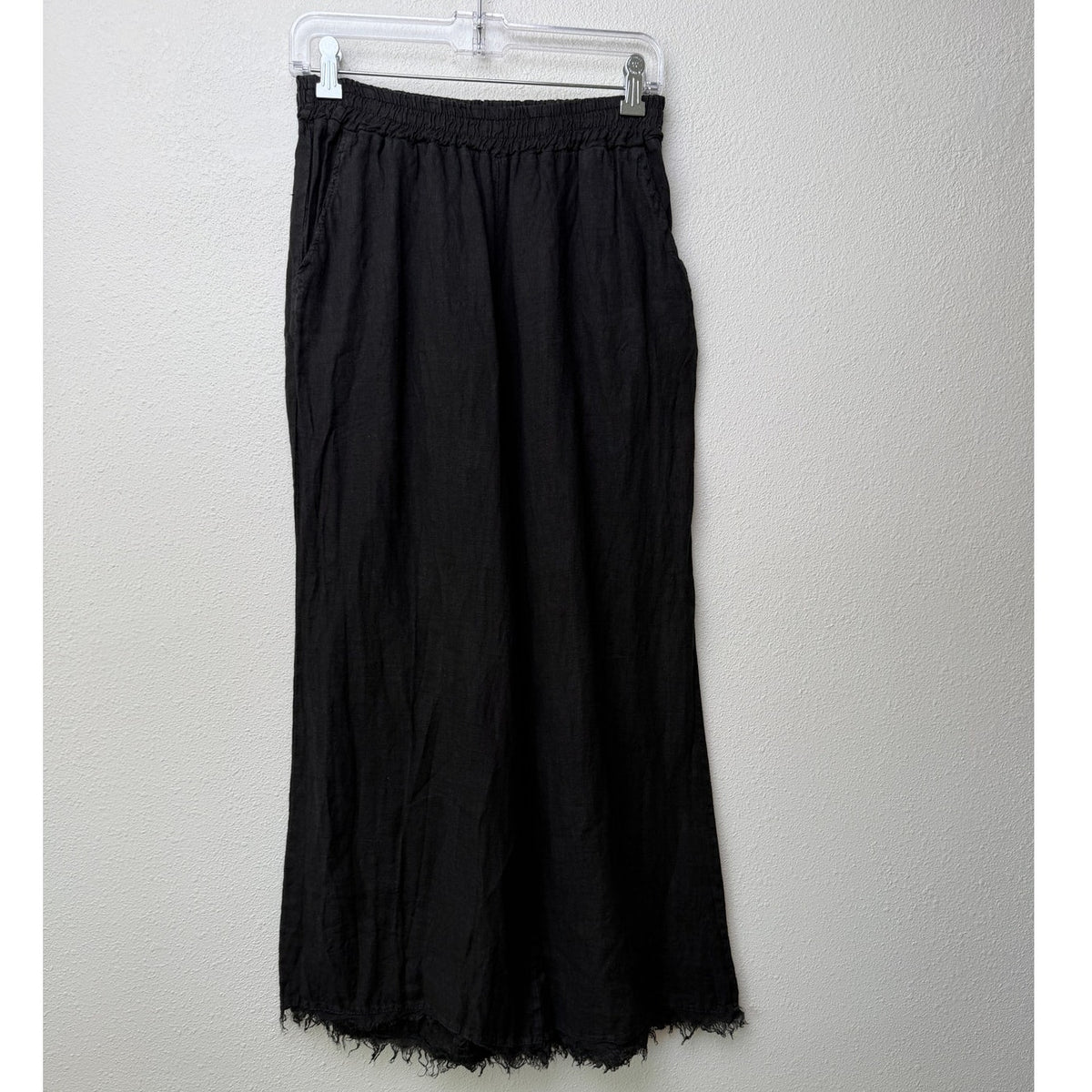 Milio Milano Black Frayed Wide Leg Pants Women M