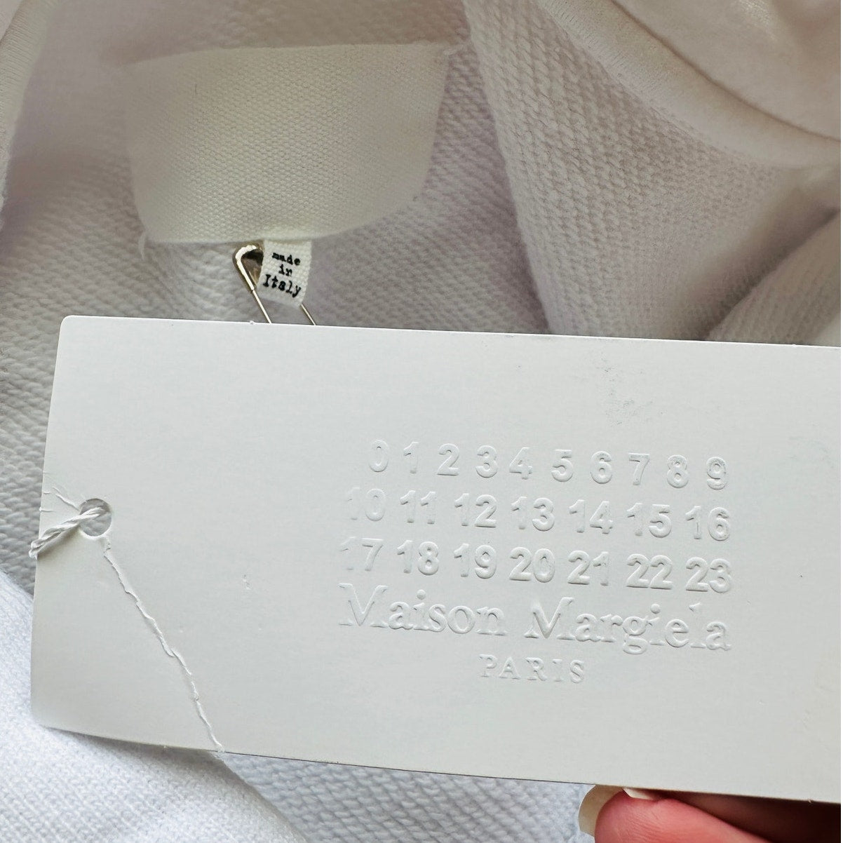 NWT Maison Margiela White Open Sleeve Raw Hem Cotton Hoodie M