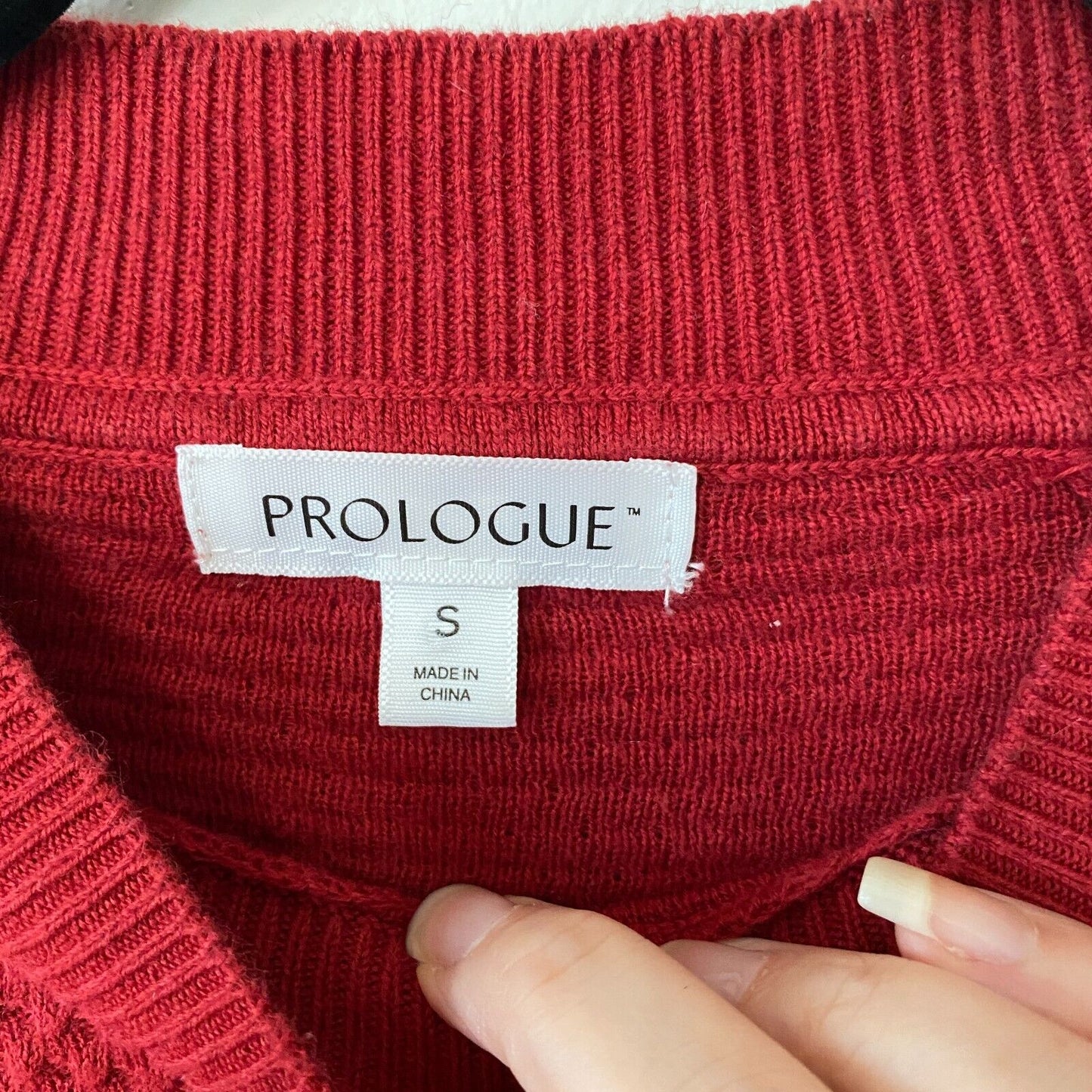 Target Prologue Red Waffle Knit Mock Neck Long Sleeve Sweater S Cotton Wool