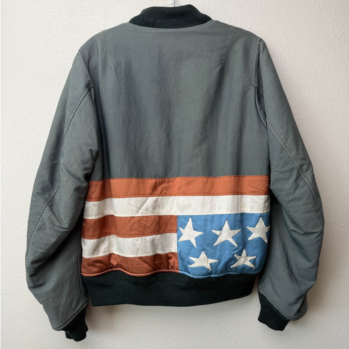 RARE Visvim Thorson Flag Panel MA-1 Bomber Jacket Size 3 Gray Japan