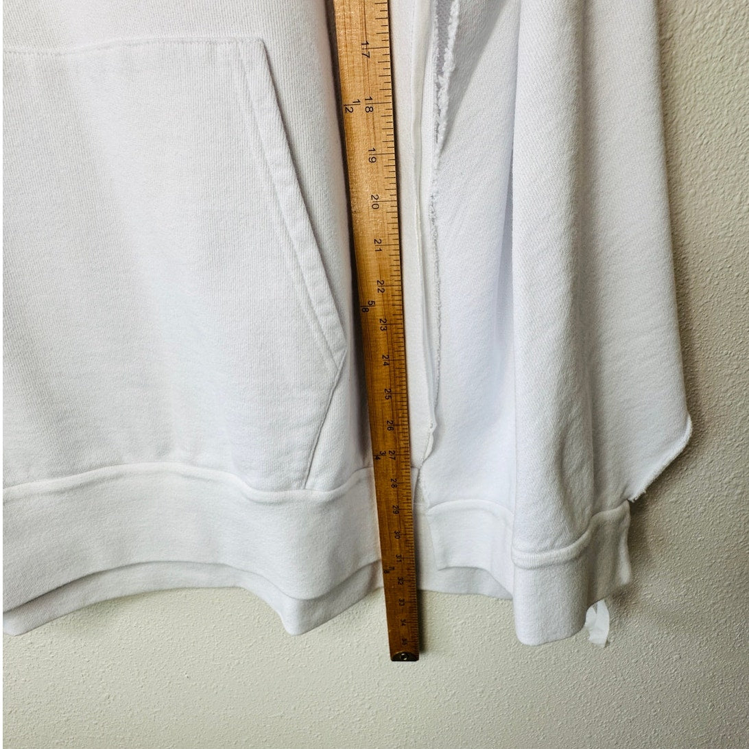 NWT Maison Margiela White Open Sleeve Raw Hem Cotton Hoodie M
