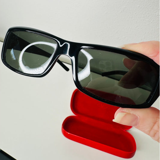 Valentino Black Sunglasses with Silver & Blue Bead Embellishment