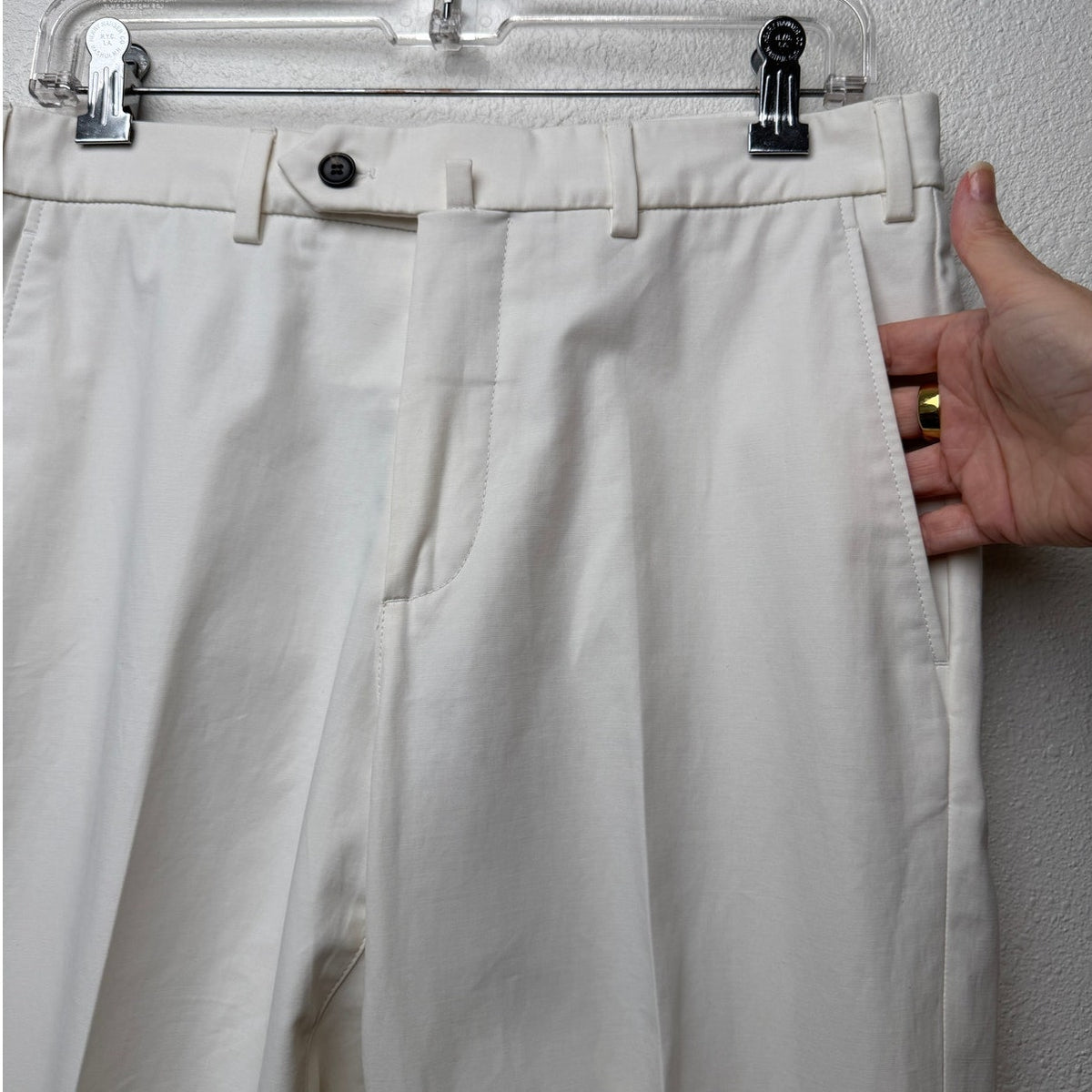 Loro Piana Carlo Stretch Cotton Trousers Light Cream Stone Men's US 30