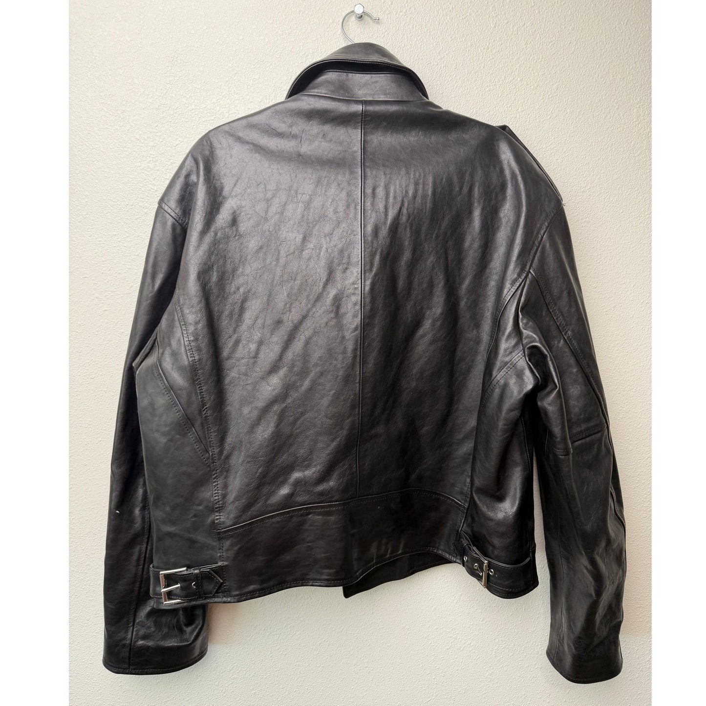 Versace Black Leather Moto Biker Jacket Men L