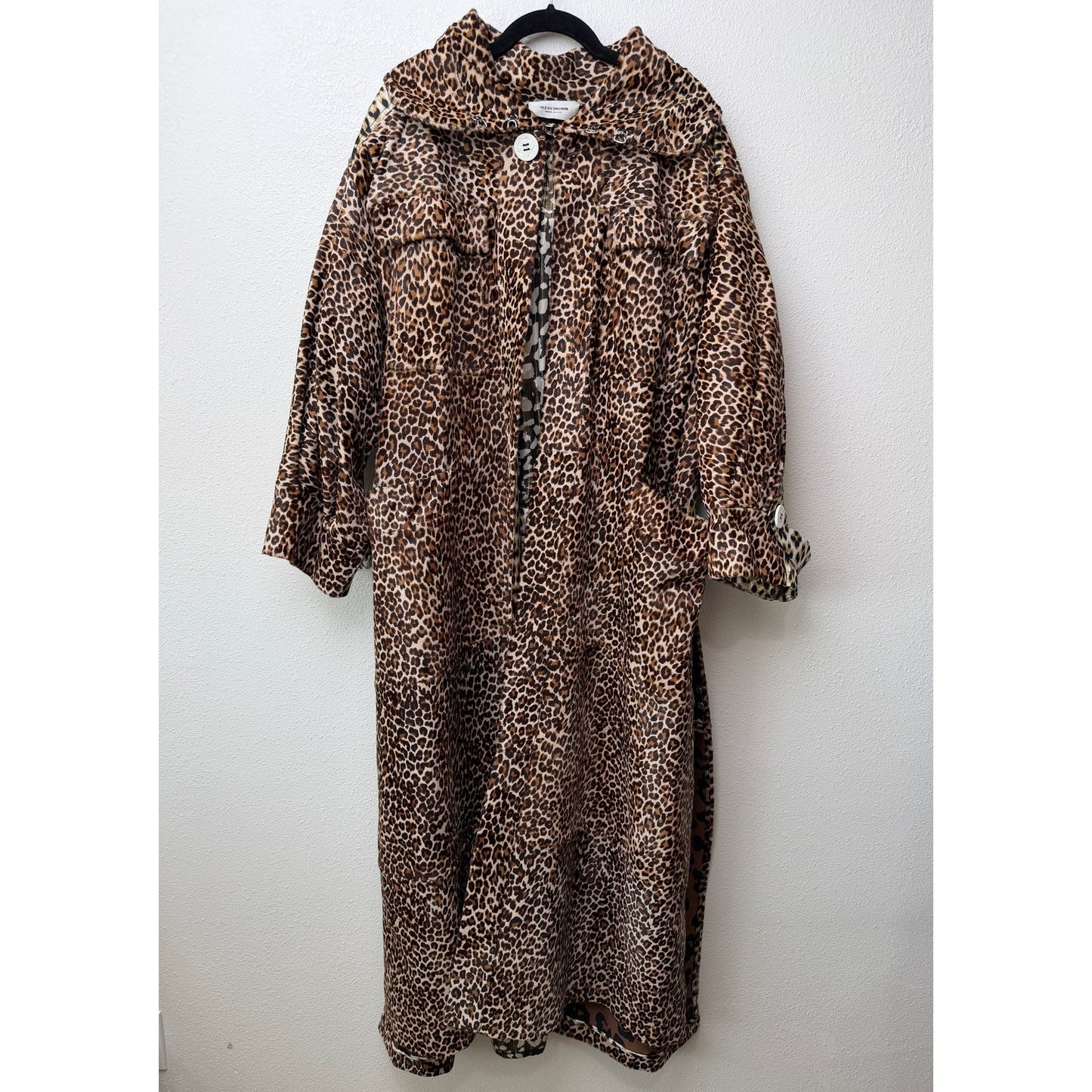 Alexx Brown Leopard Calf Hair Maxi Coat Women's US L/XL