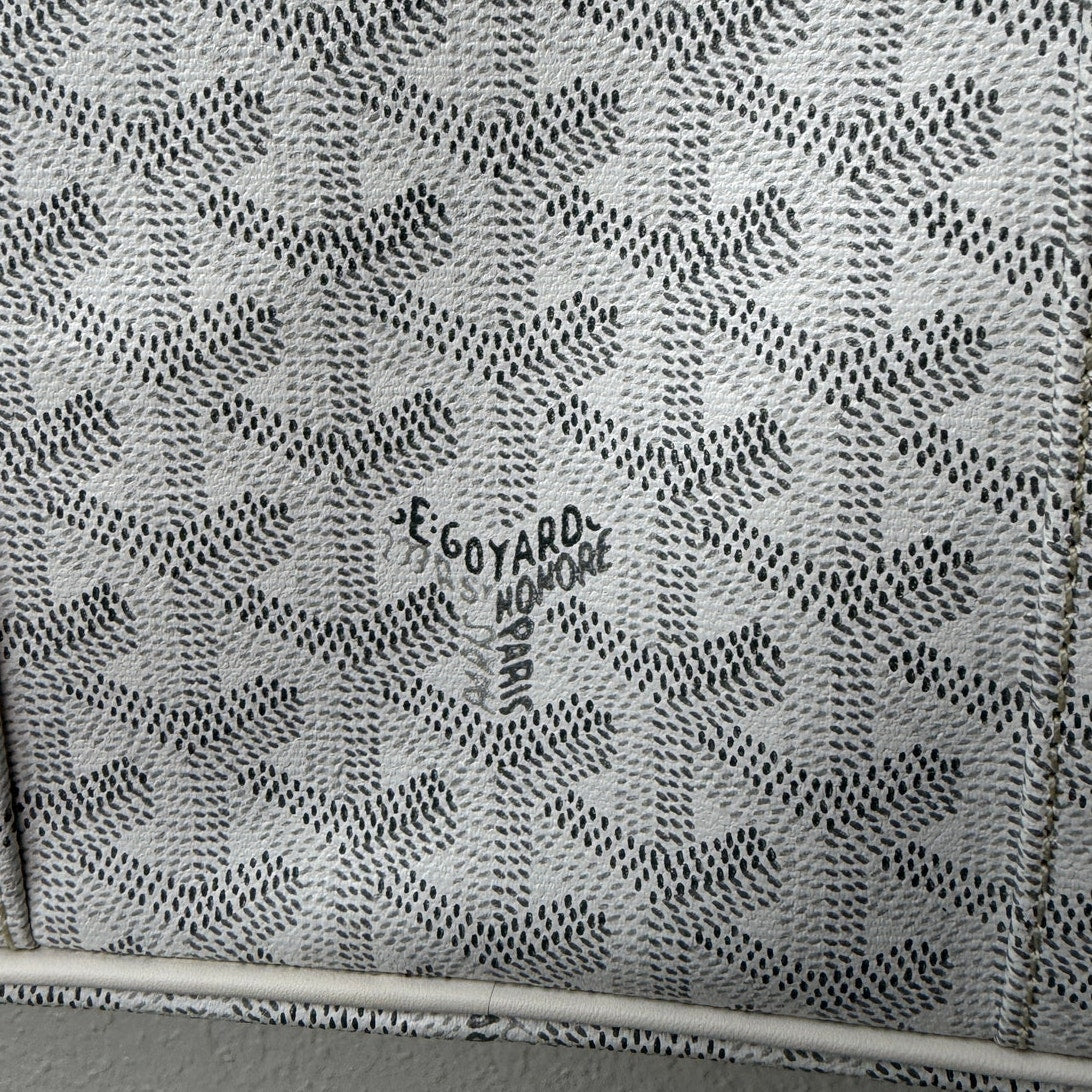 Goyard Ambassade MM White Goyardine Briefcase Laptop Bag AG Personalized