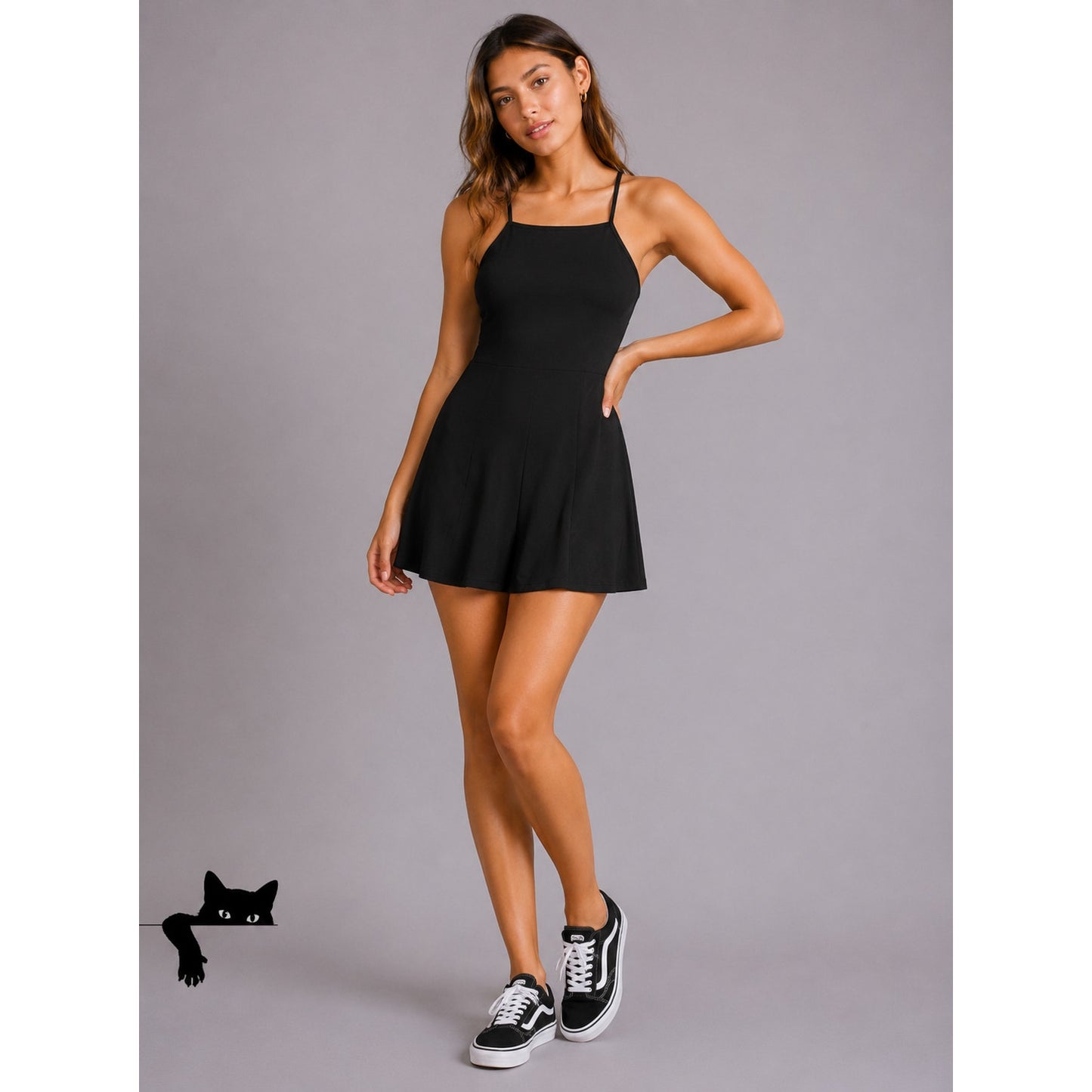 Brandy Melville Black Criss-Cross Back Mini Dress OS