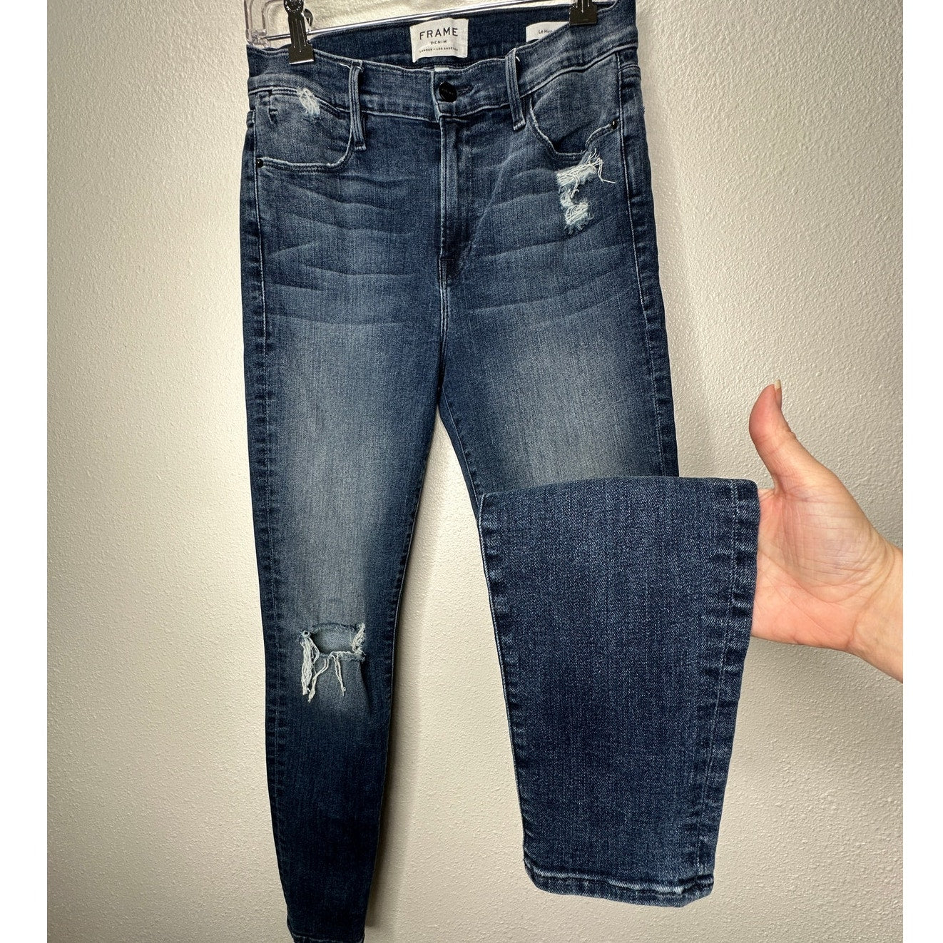 Frame Magellan Medium Wash Distressed Le High Skinny Denim Jeans 29