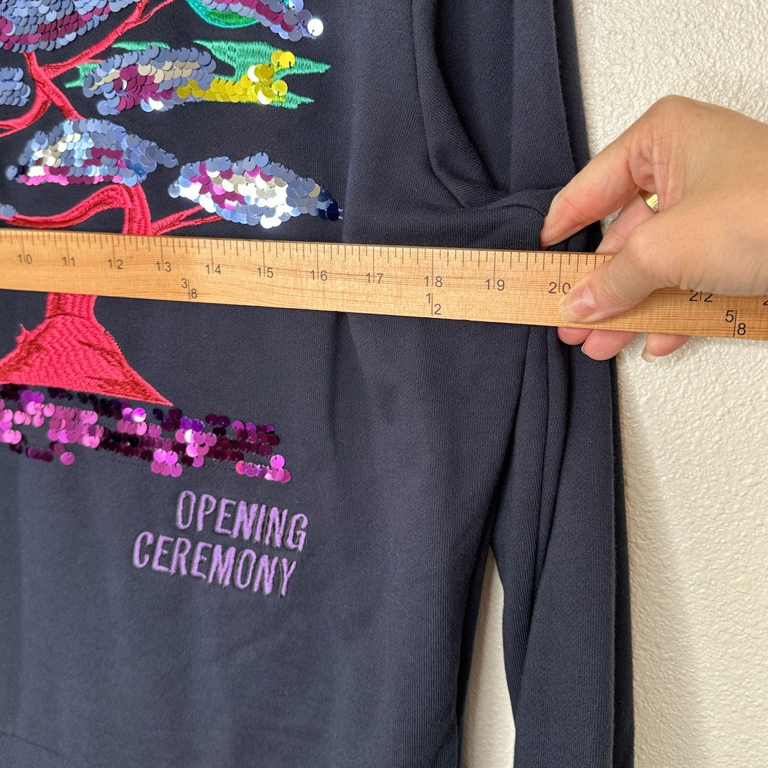 Opening Ceremony Navy Bonsai Multicolored Embroidered Long Sleeve Sweatshirt M