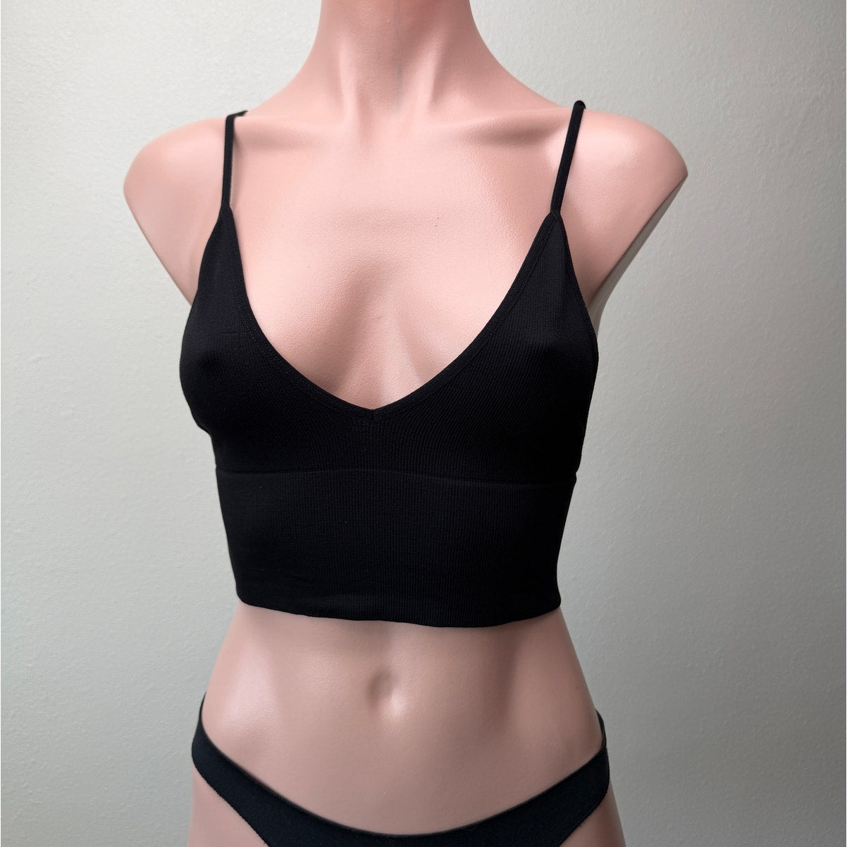 Free People Intimately Black Deep V Seamless Bralette Crop Top XS/S