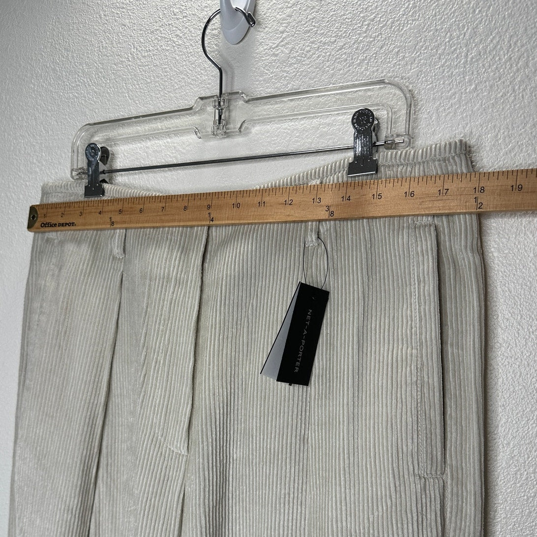 NWT Brunello Cucinelli Oversize Sand Beige Front Pleat Wide Leg Corduroy Pant 12