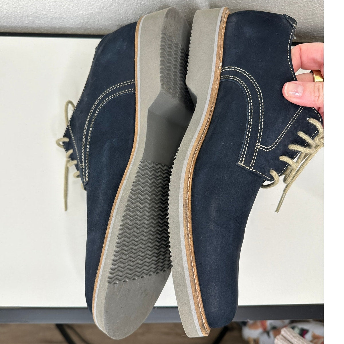 14th & Union Marine Blue Nubuck & Gray Tie Oxford Shoes 9.5