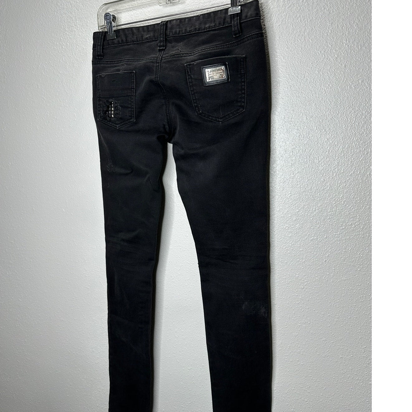 Dolce & Gabbana Dark Gray Distressed Studded Low Rise Skinny Jeans 6