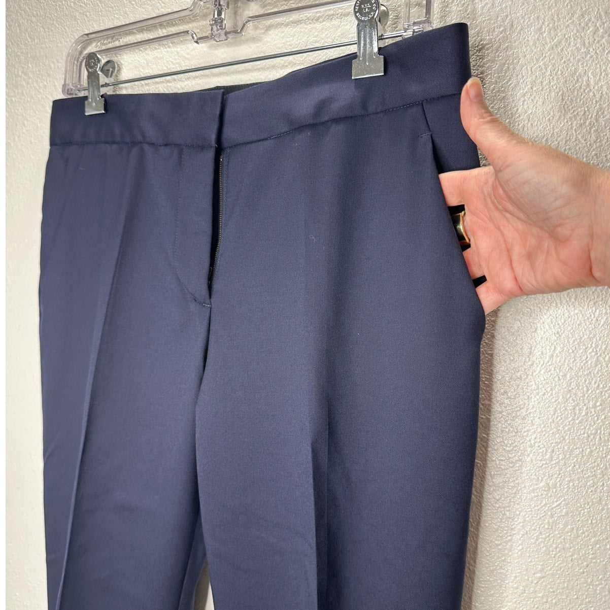 Stella McCartney Navy Vivian Wool Tapered Leg Zip Ankle Trouser Pant 40 / M