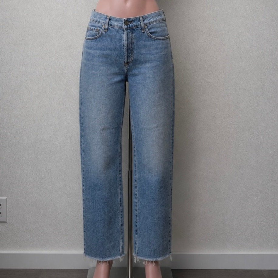 ASKK NY Berkeley Low Rise Straight Jeans Raw Hem Women's US 29