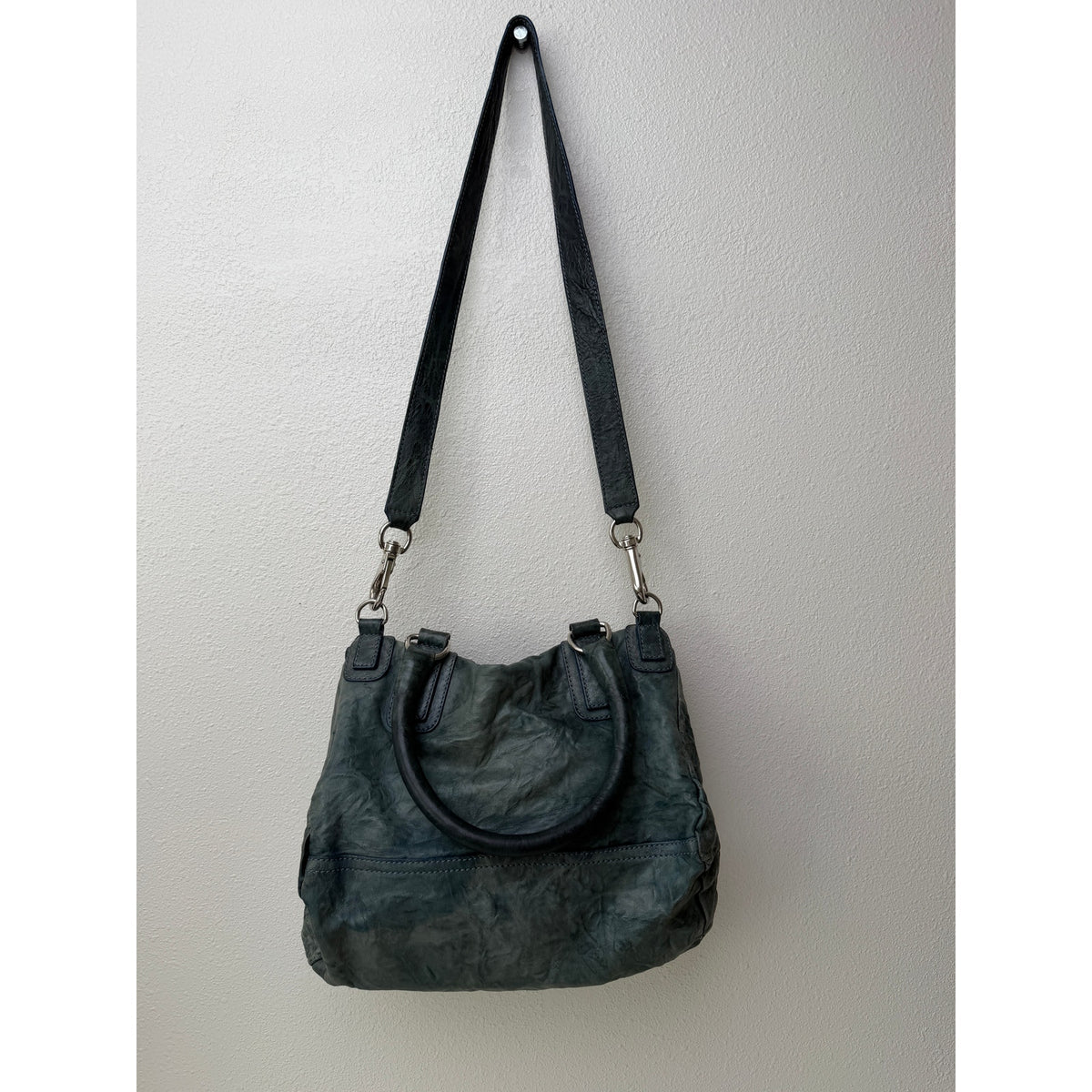 Givenchy Blue Green Zip Satchel Bag Women's
