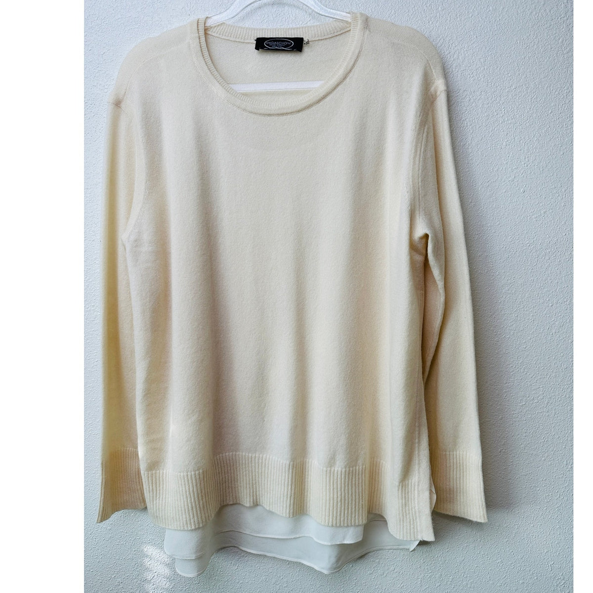 Magaschoni Sweater Cream Women US M 100% Cashmere Layered