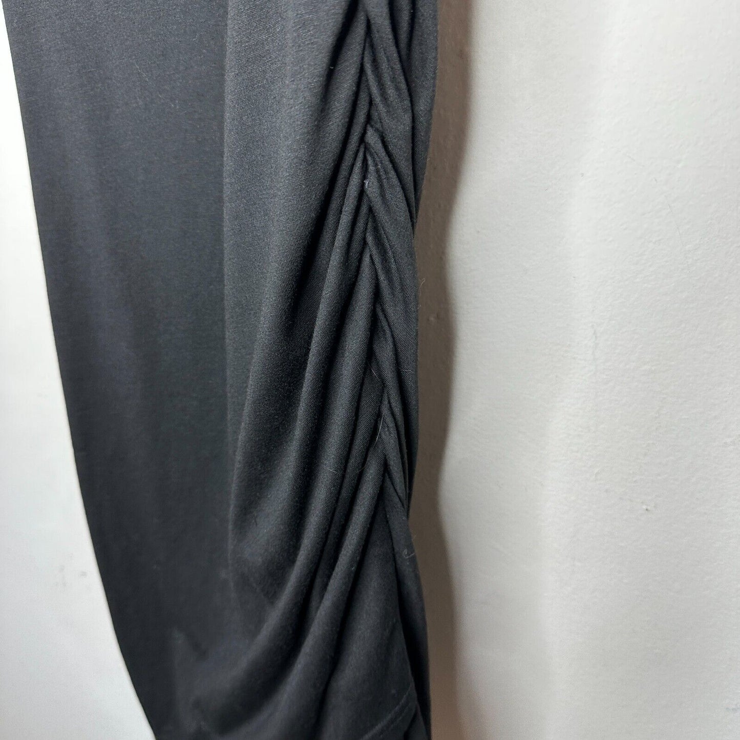 NWT Ecowish Black Sleeveless One-Side Ruche Round Neck Stretch Mini Small