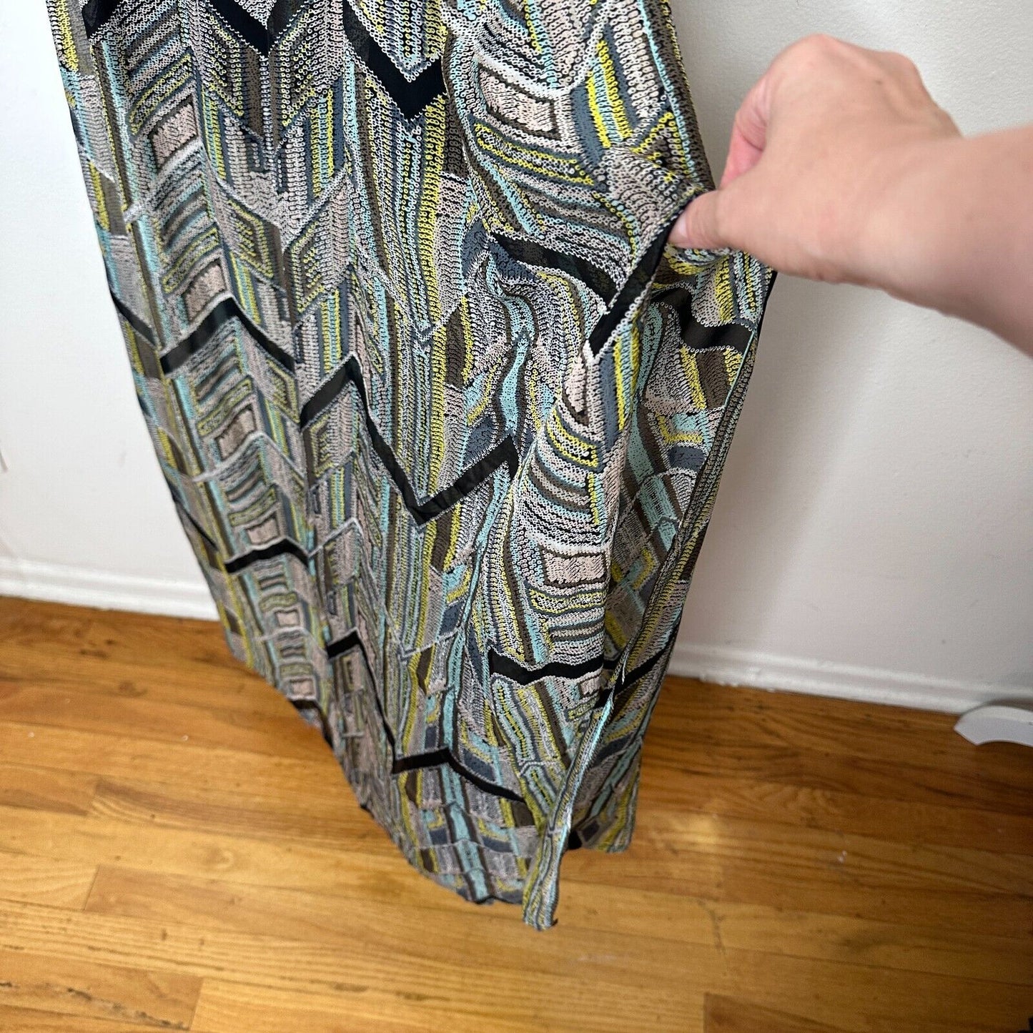 NWT Ella Moss Colorful Mazatlan Off Shoulder Silk Maxi Dress Adj Straps Med