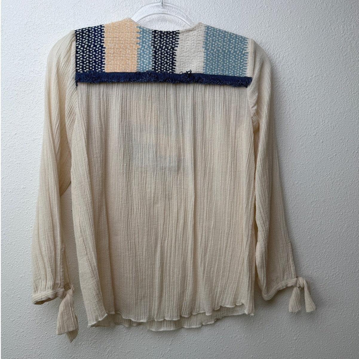 Pepin Blouse Cream Boho Gauze V Neck Tunic Women US XS