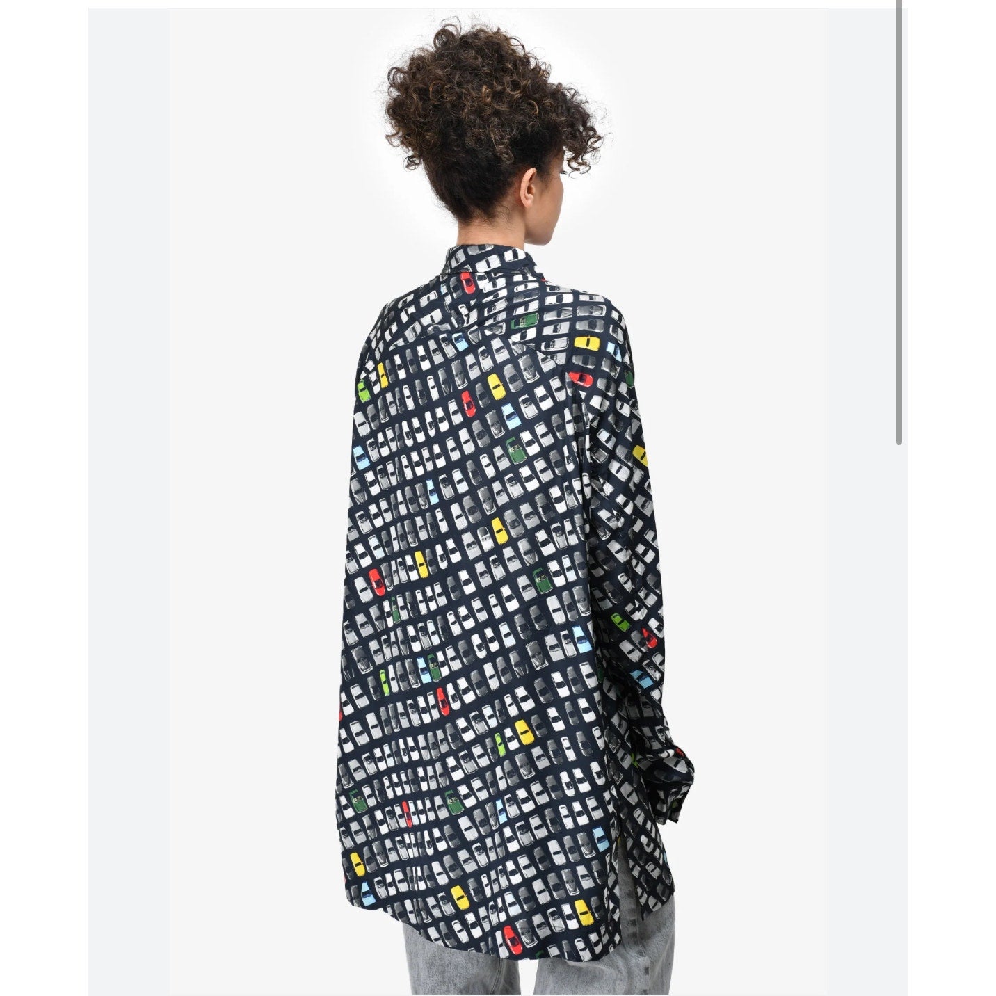 Bottega Veneta Black Car Print Long Sleeve Button Shirt Tunic 54 / L