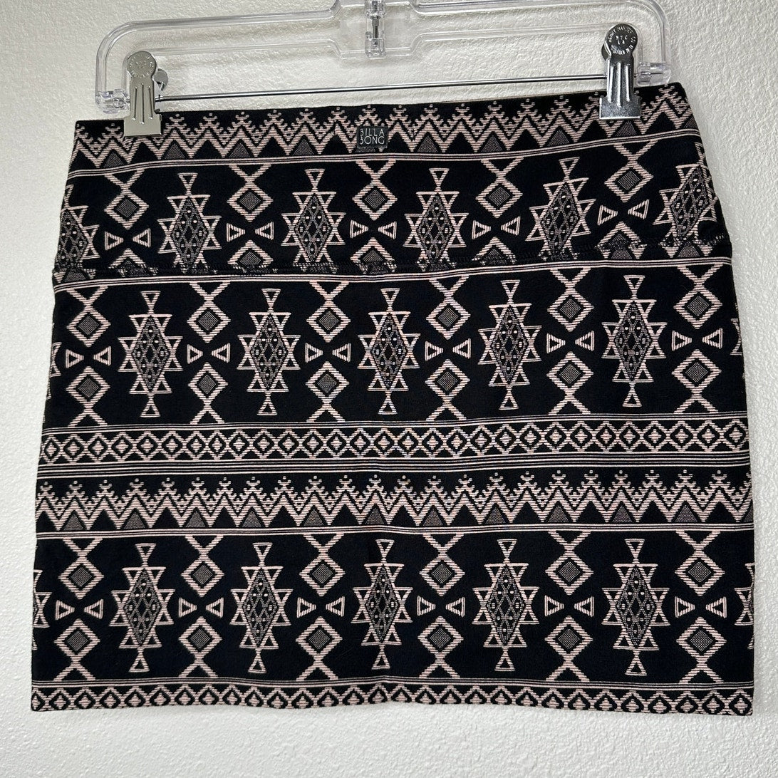 Billabong Tan & Black Aztec Print Stretch Mini Skirt Medium