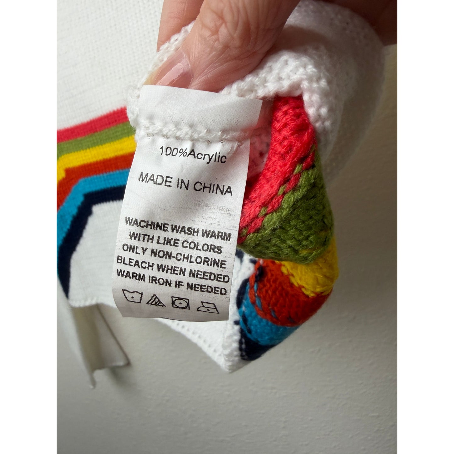 White Rainbow Cropped Sweater Women's M