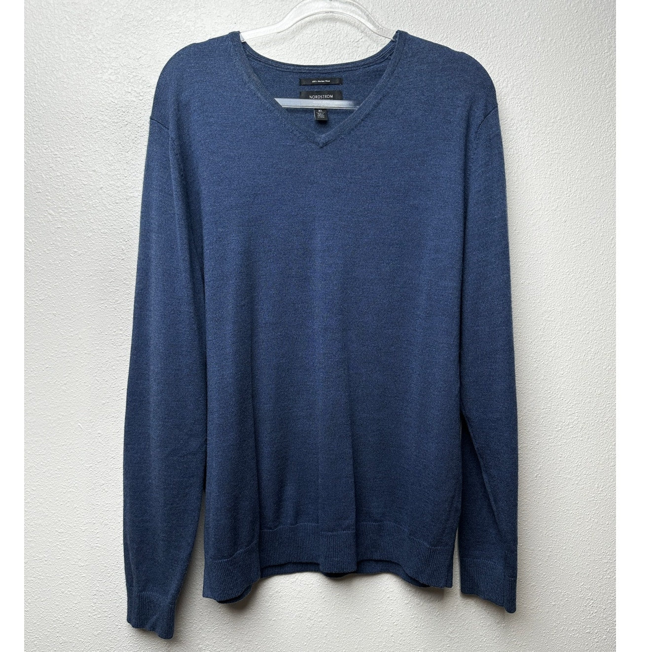 Nordstrom Merino Wool Blue V-Neck Sweater Men’s XL