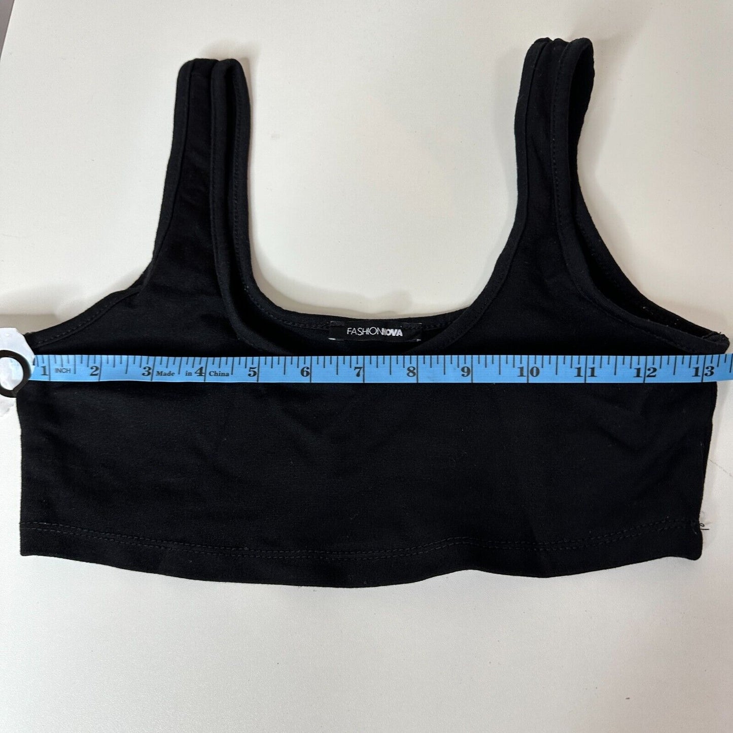 Fashion Nova Jet Black Stretch Square Neck Crop Tank Top Bralette Extra-Small XS